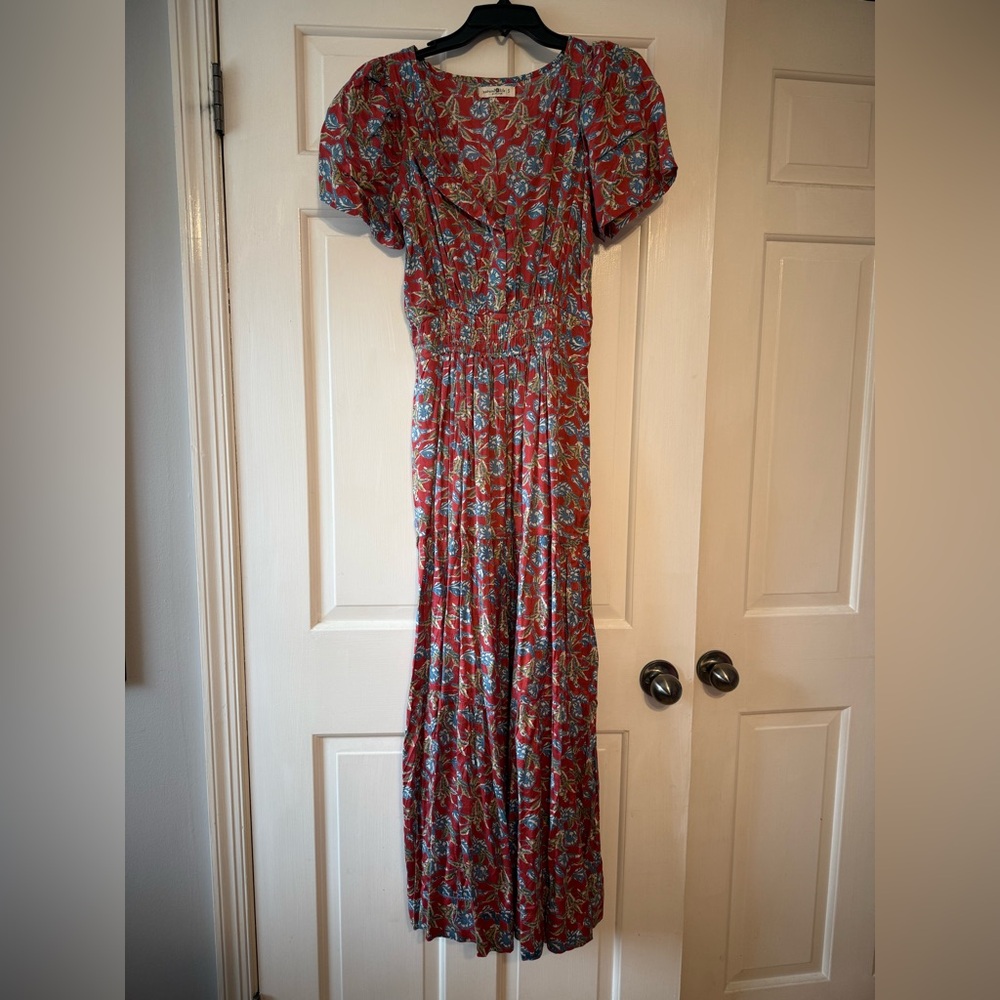 NATURAL LIFE Red and Blue Floral Maxi Dress